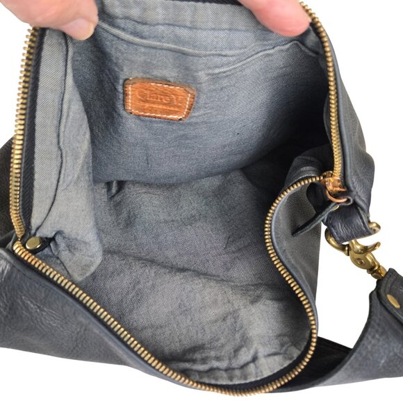 Claire V Moyen Messenger Crossbody Zip Top Tote Bag Black Leather - Picture 11 of 14